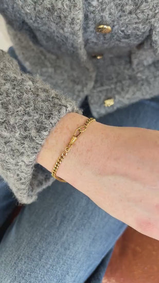 Antique Watch Chain, Bracelet, Anklet Chain Yellow Gold Curbed Mesh