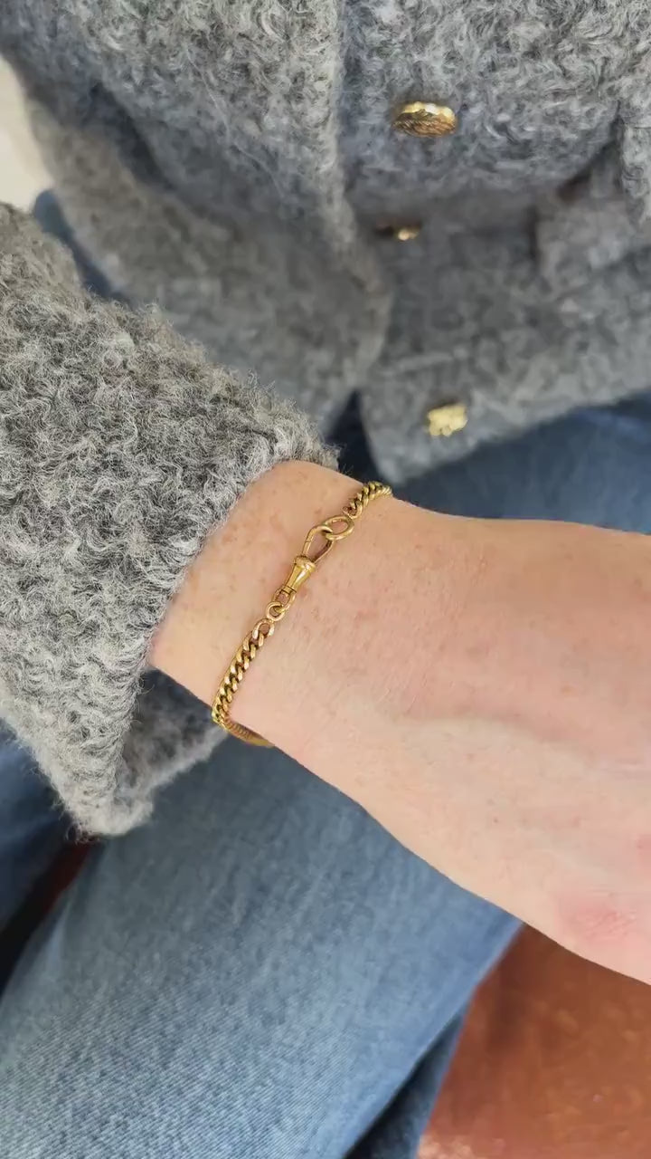 Antique Watch Chain, Bracelet, Anklet Chain Yellow Gold Curbed Mesh