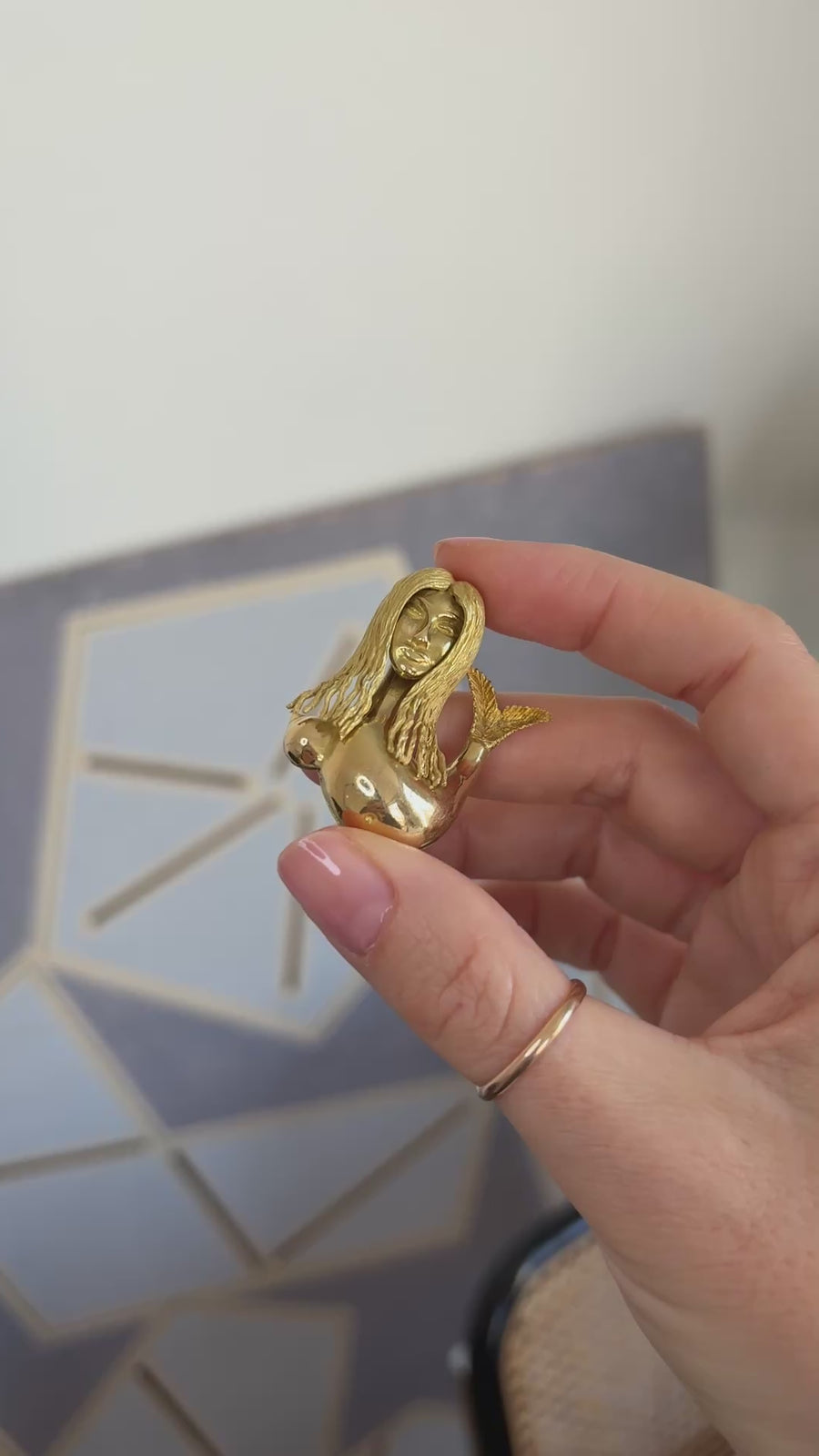 Jean Cocteau for Fred Mermaid Brooch in Yellow Gold