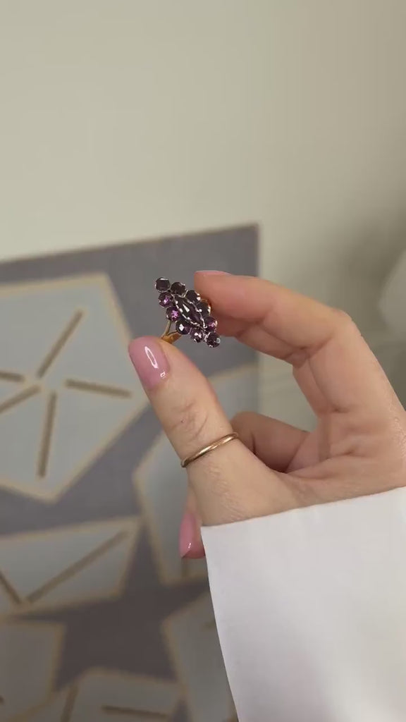 Antique Marquise Ring in Rose Gold and Perpignan Garnets