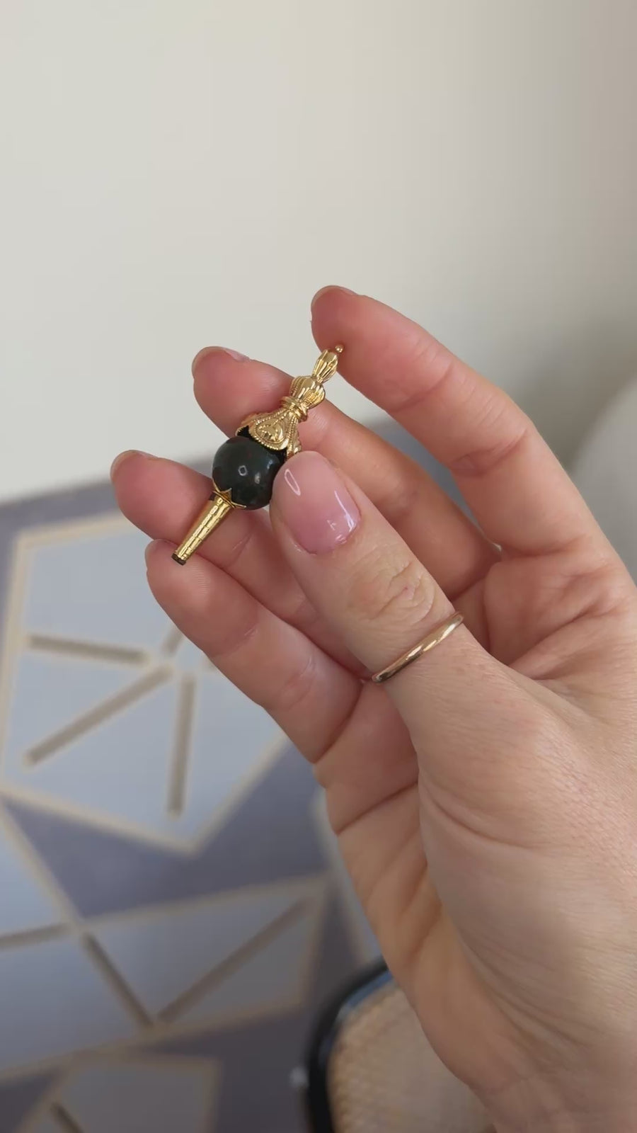 Yellow Gold and Blood Jasper Watch Key