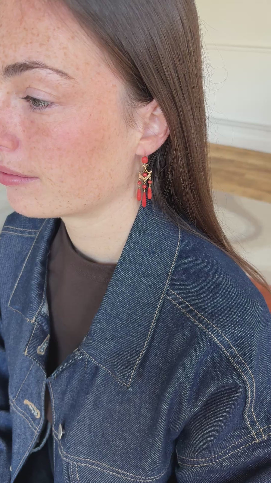 Girandoles Rose Gold and Coral Earrings