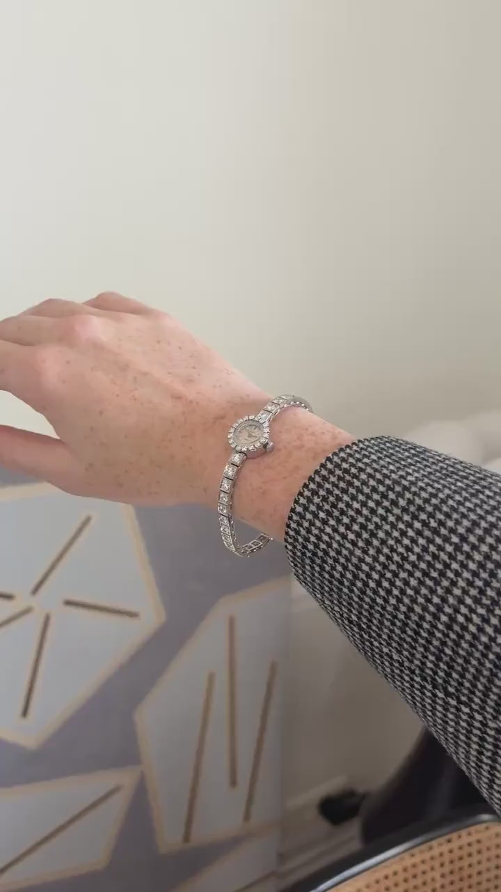 Astral Ladies Bracelet Watch 5.70 Cts Diamonds on White Gold 60's