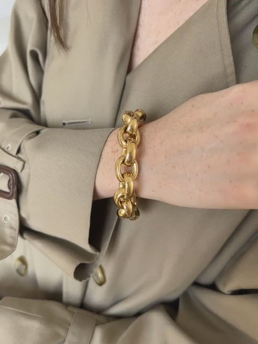 Vintage large curb chain bracelet, 18Kt yellow gold