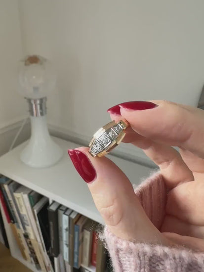 Three-gold Art Deco diamond band ring