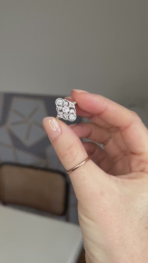 Art Deco Marquise Diamond Ring, 0.85 Ct, on Platinum