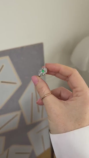 Art Deco Emerald and Diamond Ring on Platinum