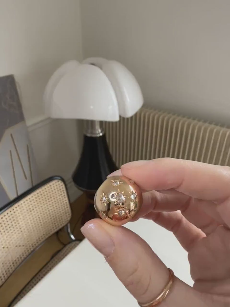Vintage ball constellation ring in pink gold and diamonds