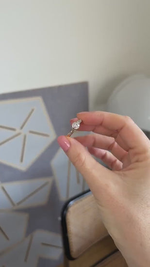 1.10 Carat Old Cut Diamond Solitaire Ring in Rose Gold and Platinum