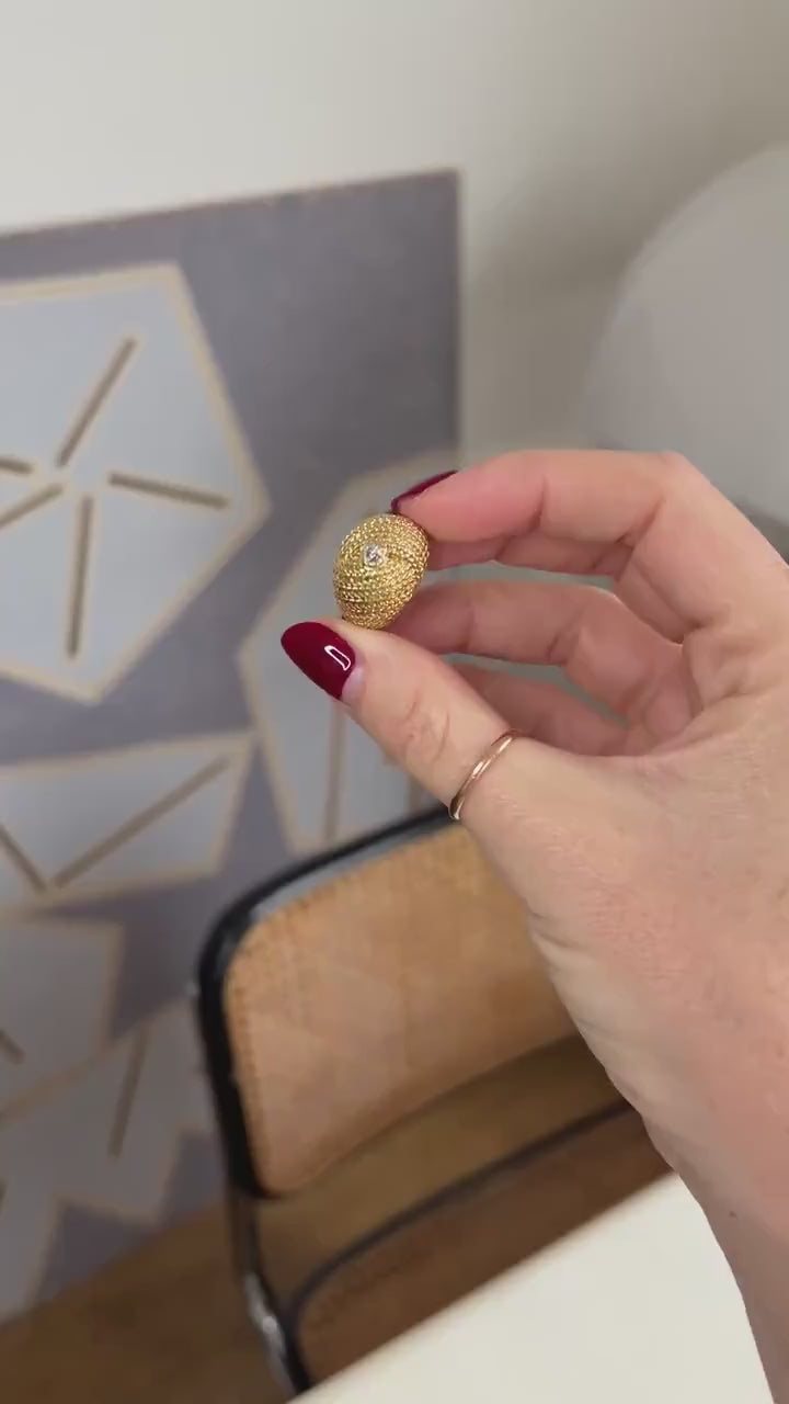 Boule Diamond Ring on Braided Gold