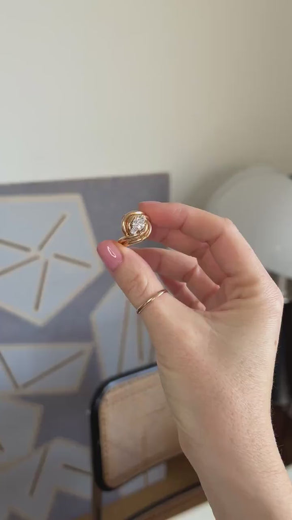 Tourbillon Diamond Ring in Rose Gold and Platinum, 1950s