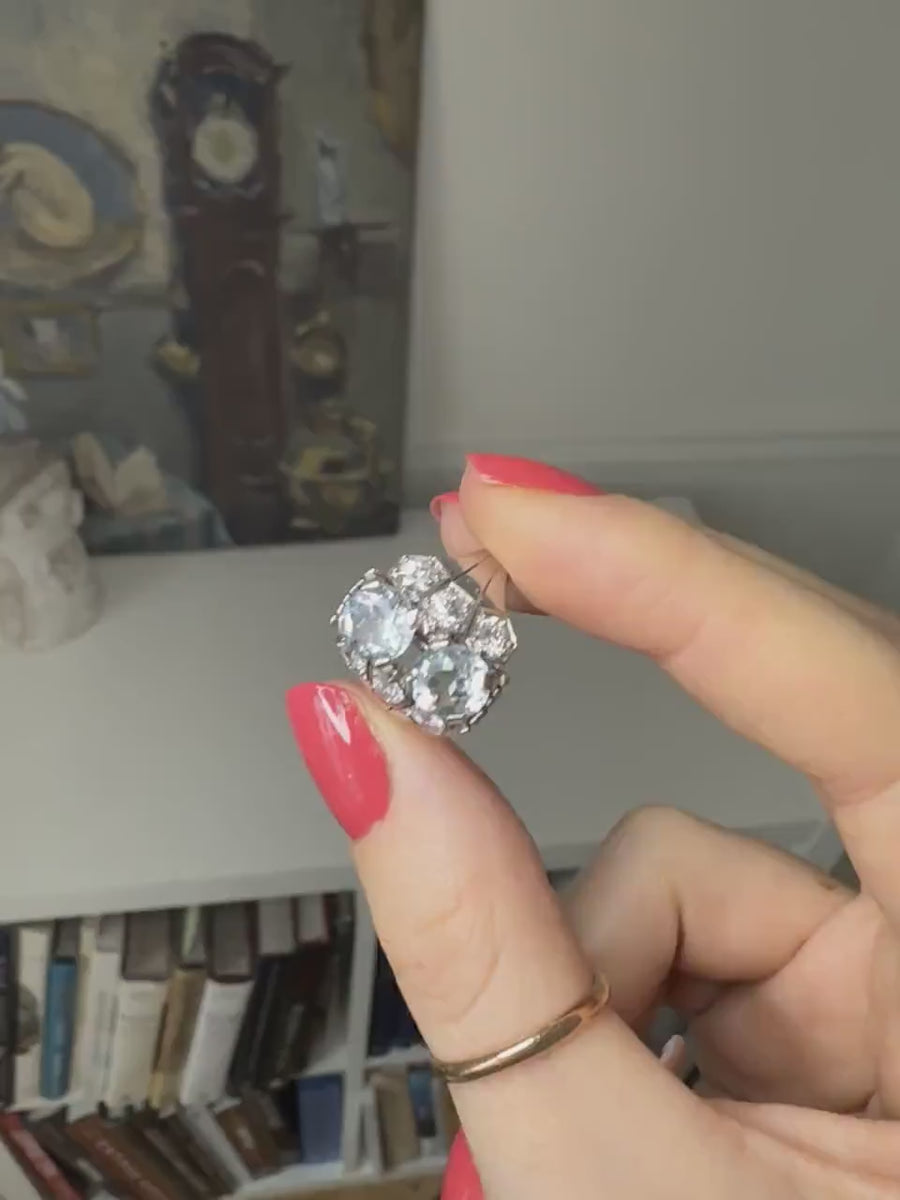 Art Deco dome ring in platinum, aquamarine and diamonds