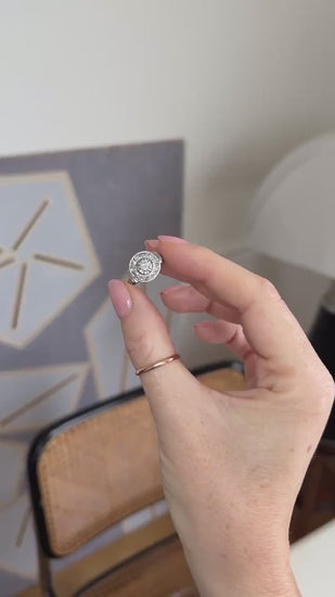 Art Deco Target Ring 0.75 Ct Diamonds on White Gold and Platinum