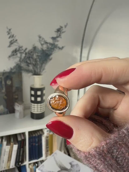 Antique intaglio ring Cupid carnelian on rose gold