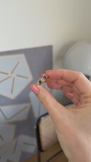 Antique Garter Wedding Ring  Sapphires and Diamonds on Gold and Platinum