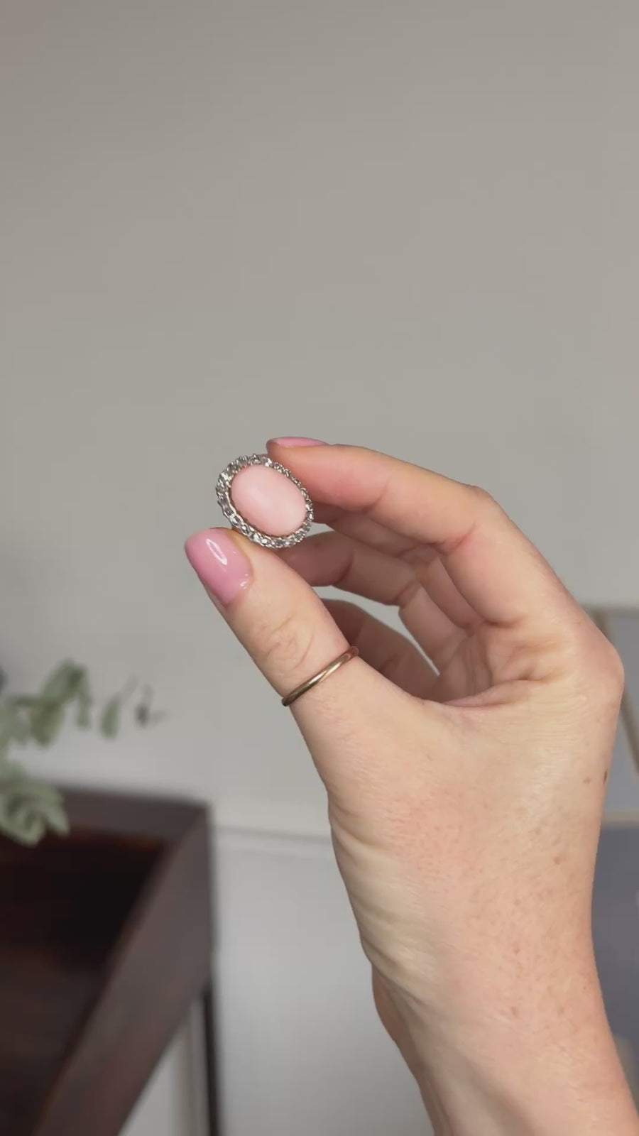 Ring Marguerite Corail Peau d'Ange Entourage Diamants