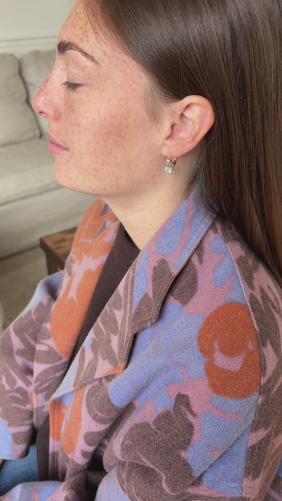 Antique Diamond Sleeper Earrings 2.15 Cts