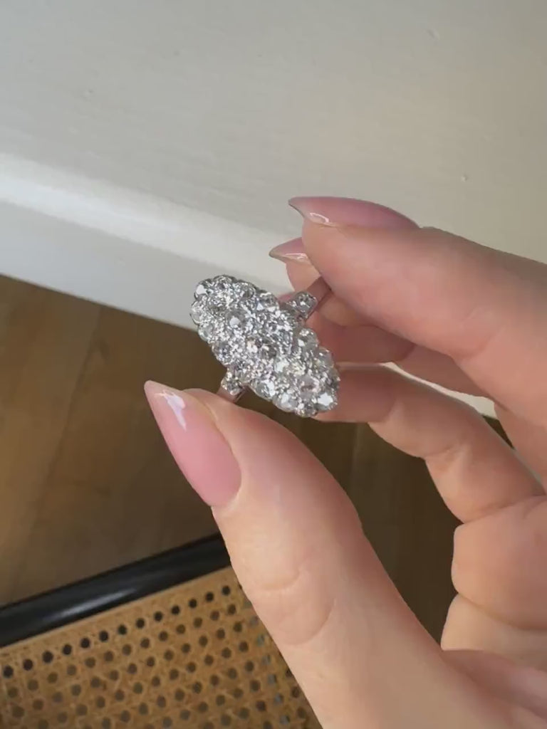 Antique Marquise ring diamonds on white gold