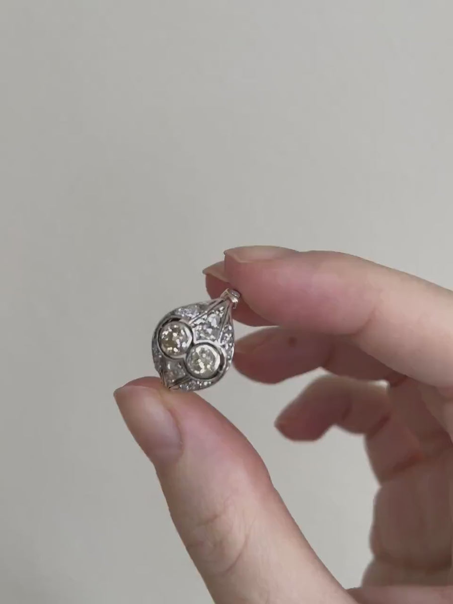Belle Epoque dome ring with diamonds on pink gold and silver