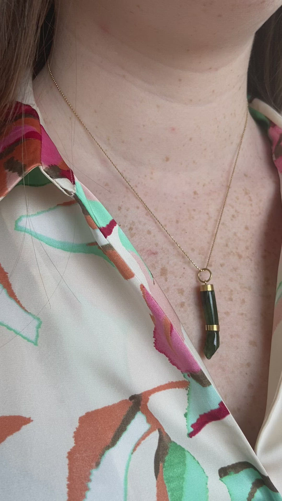 Figa gold and green tourmaline pendant