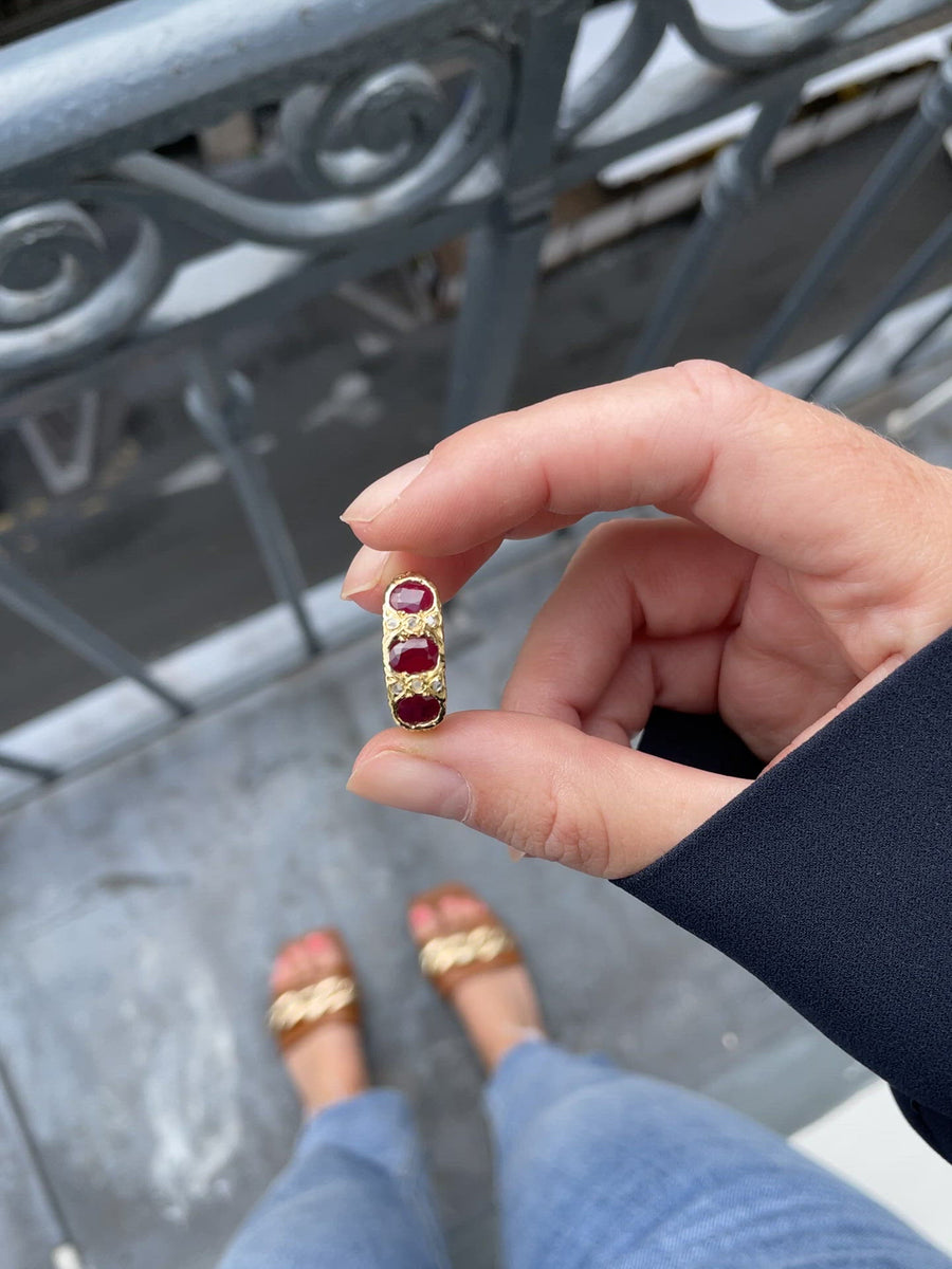 Burmese ruby and diamond garter ring