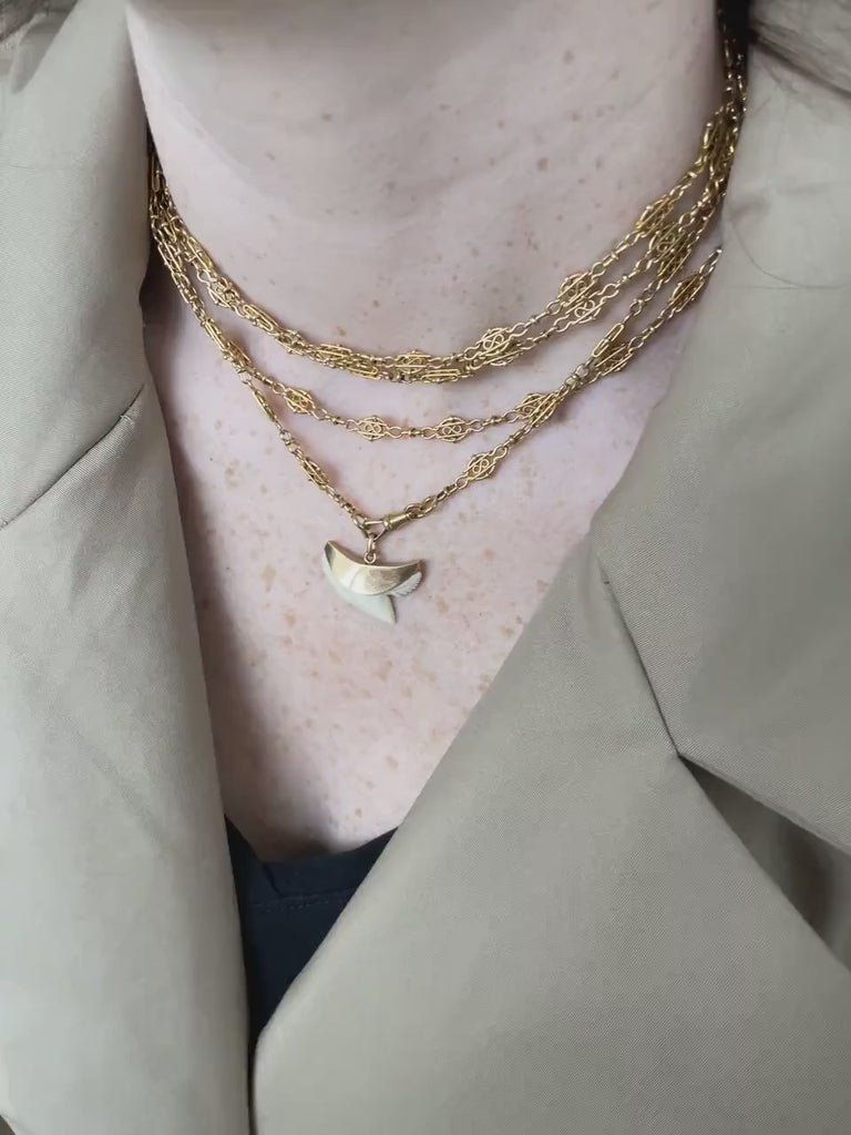 Vintage shark tooth charm pendant on rose gold