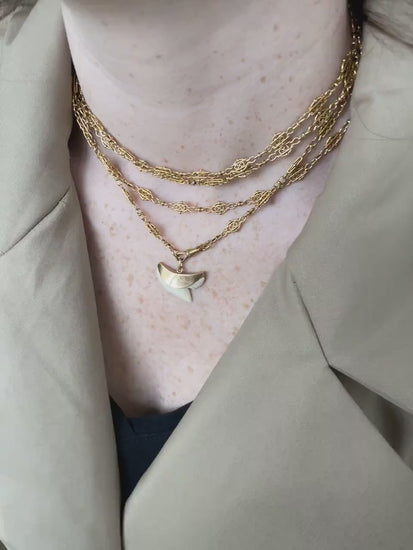 Vintage shark tooth charm pendant on rose gold