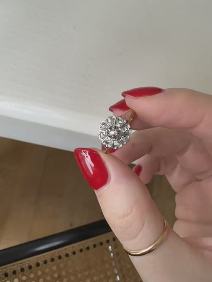 Pink gold and diamonds daisy engagement ring
