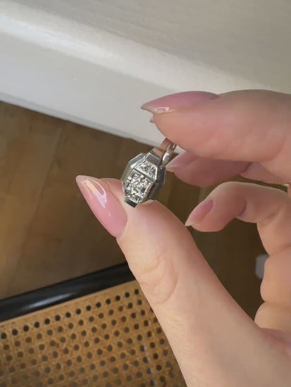 Art Deco white gold platinum and diamond band ring