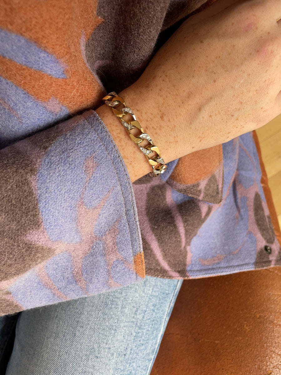 Bracelet gourmette diamonds two gold
