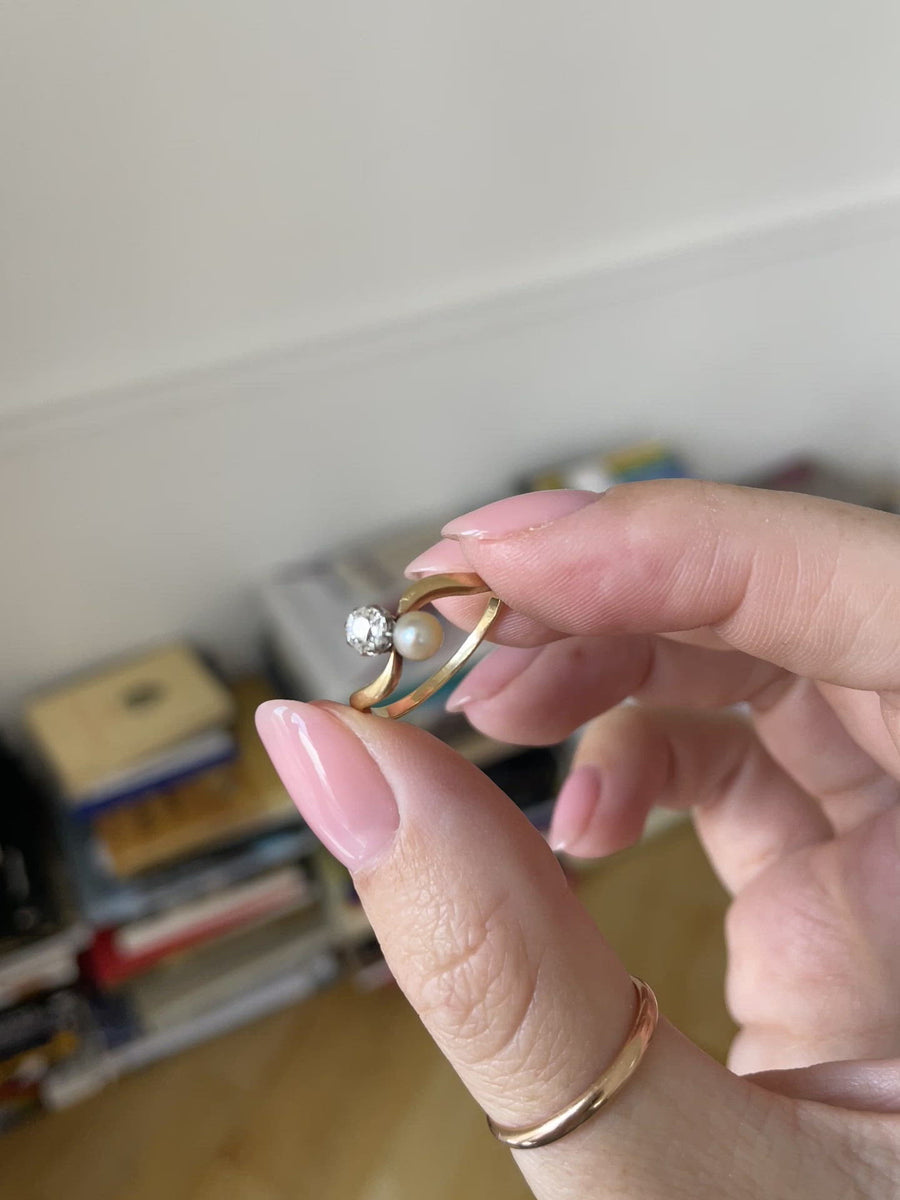 You and Me pearl and diamond ring