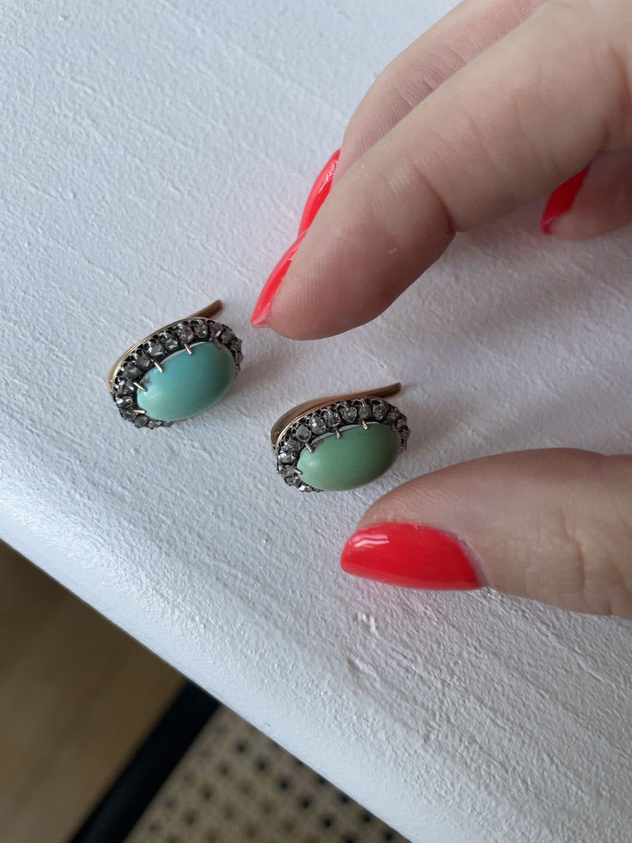Turquoise earrings with diamonds