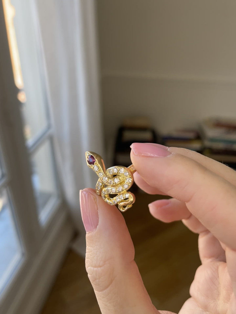 Diamond and Ruby Snake Ring