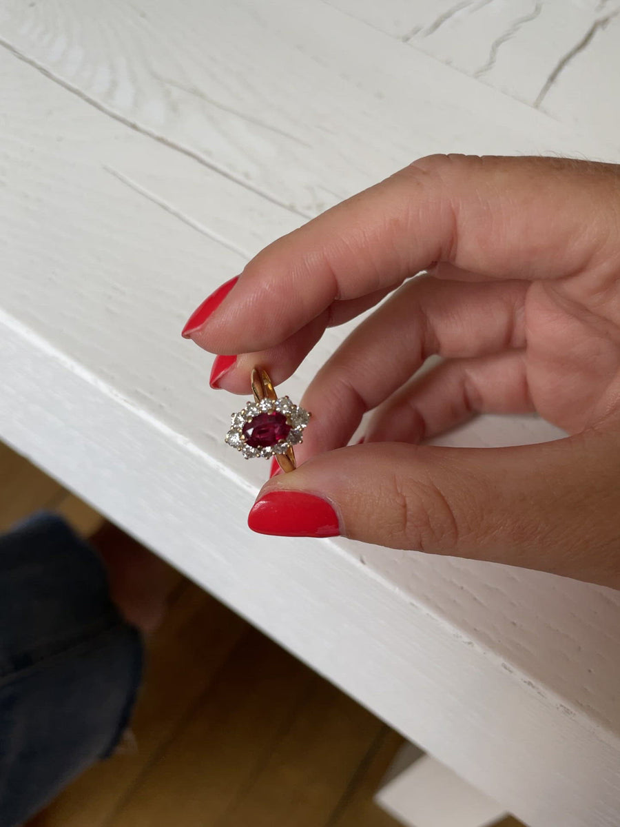 Ruby and diamond daisy ring