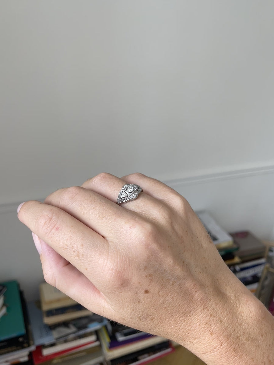 Art deco diamond dome ring