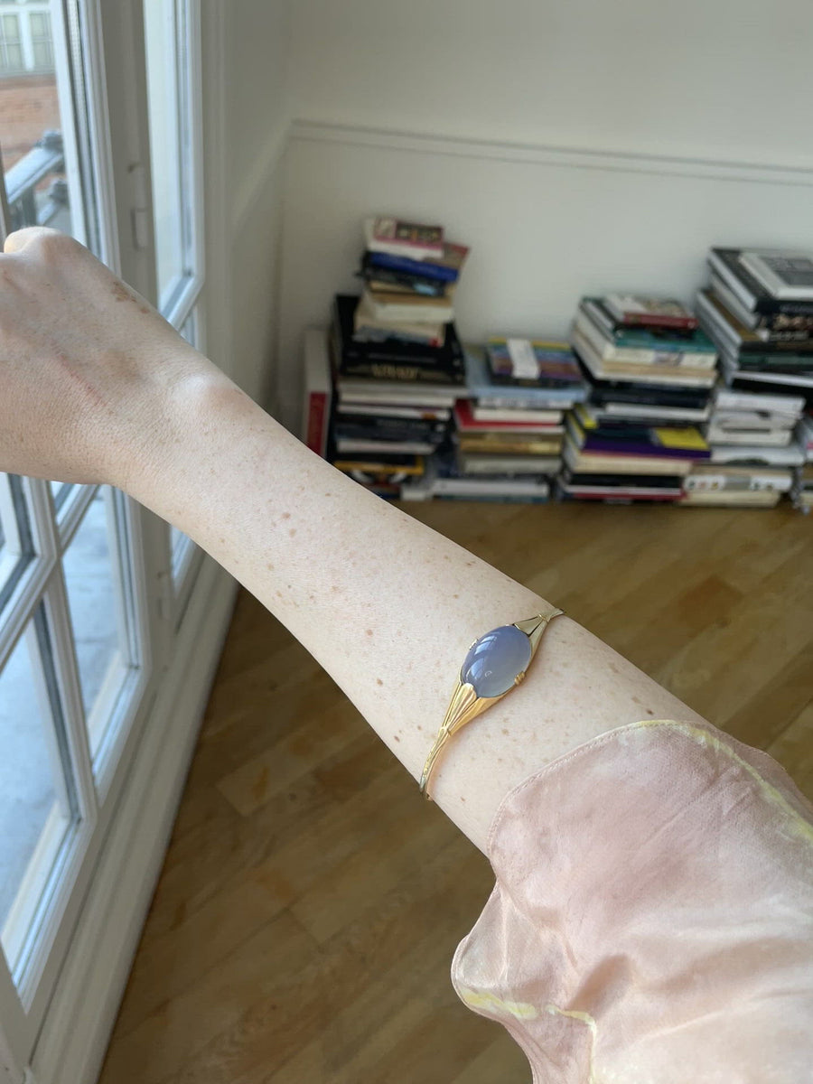 Bracelet Art Deco blue chalcedony