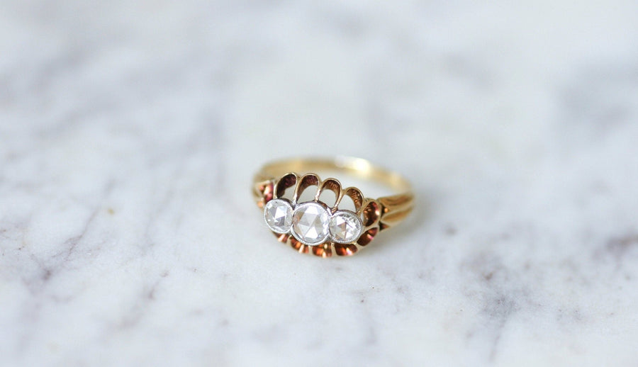 Garter ring 3 diamonds on gold - Penelope Gallery