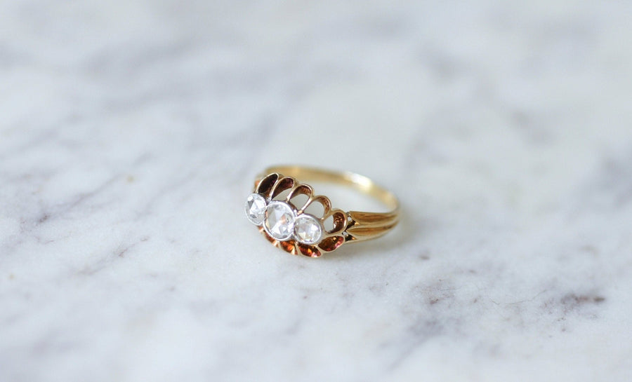 Garter ring 3 diamonds on gold - Penelope Gallery