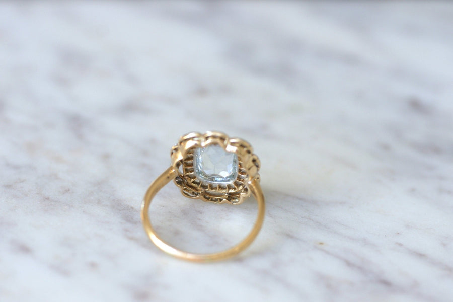 Double aquamarine ring with diamonds - Penelope Gallery