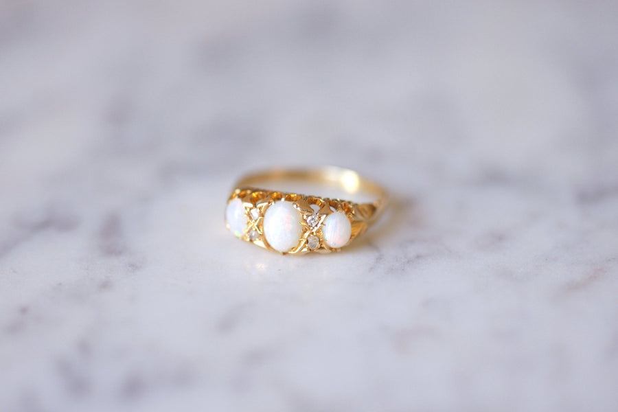 Antique gold, opals and diamonds garter ring - Galerie Pénélope
