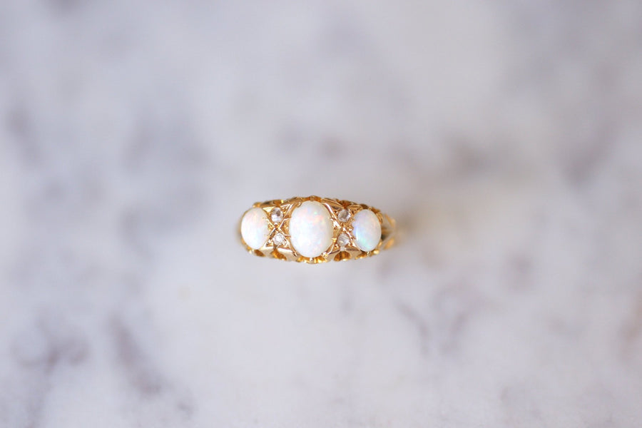 Antique gold, opals and diamonds garter ring - Galerie Pénélope