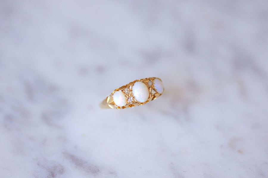 Antique gold, opals and diamonds garter ring - Galerie Pénélope