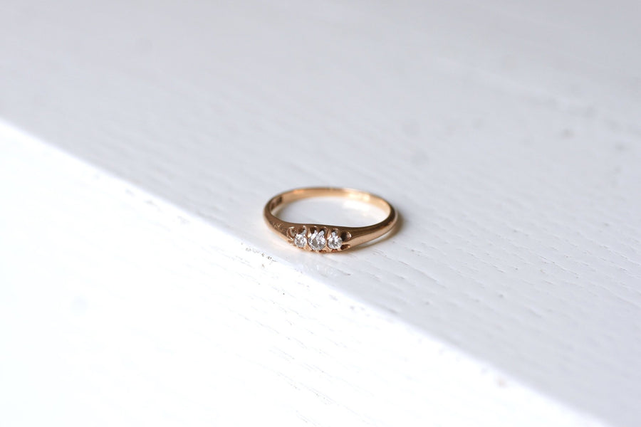 14Kt rose gold and diamonds antique garter ring - Galerie Pénélope