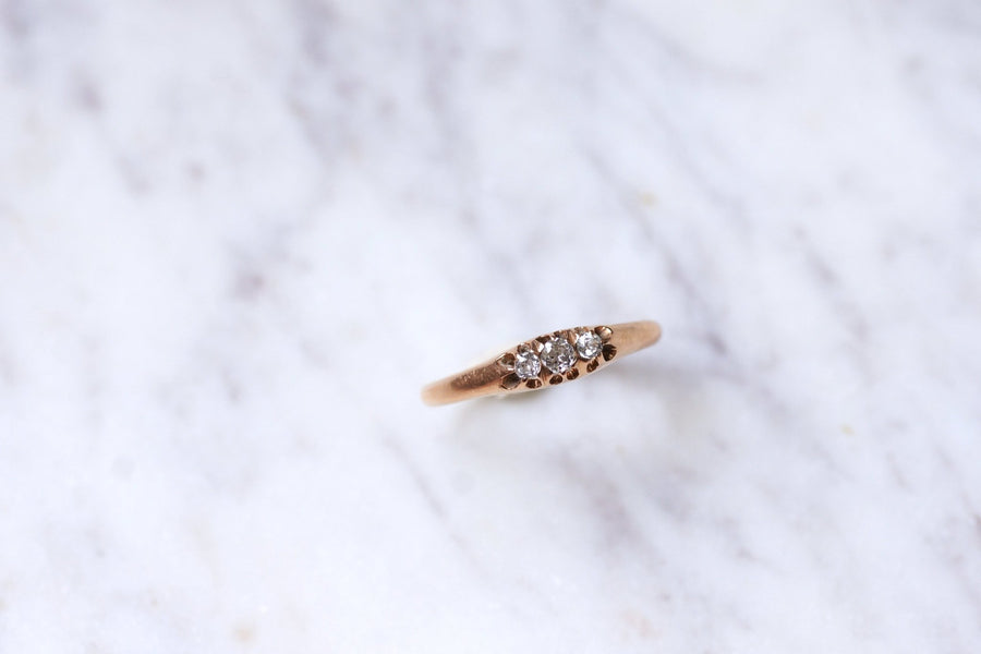 14Kt rose gold and diamonds antique garter ring - Galerie Pénélope