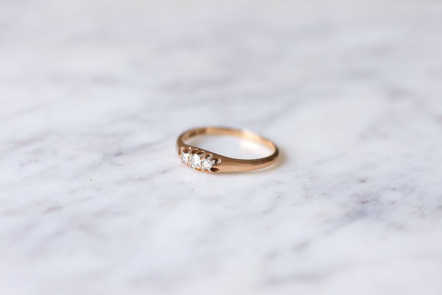 14Kt rose gold and diamonds antique garter ring - Galerie Pénélope