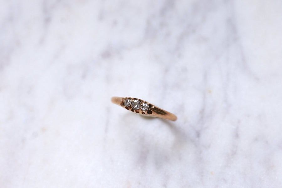 14Kt rose gold and diamonds antique garter ring - Galerie Pénélope