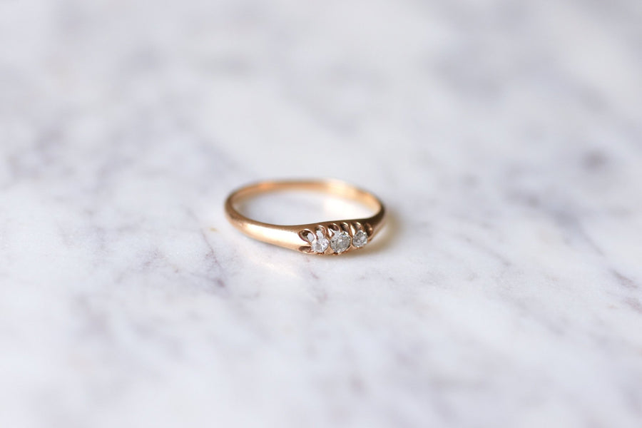 14Kt rose gold and diamonds antique garter ring - Galerie Pénélope