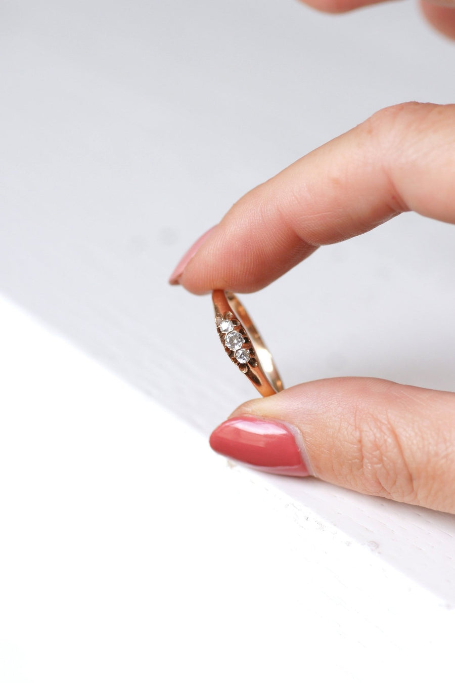 14Kt rose gold and diamonds antique garter ring - Galerie Pénélope