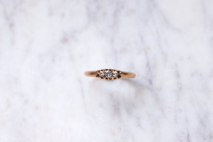 14Kt rose gold and diamonds antique garter ring - Galerie Pénélope