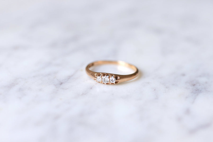 14Kt rose gold and diamonds antique garter ring - Galerie Pénélope